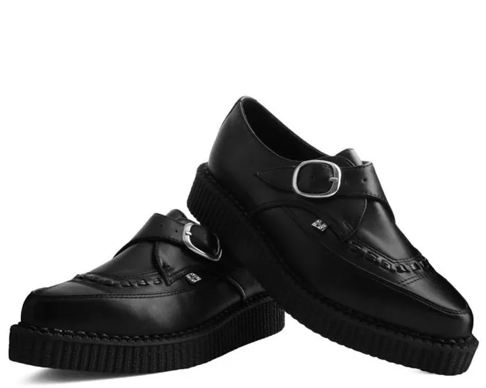TUK Shoes Dress Shoes Men Black Vegan TUKskin Pointed Toe Monk Buckle Creepers