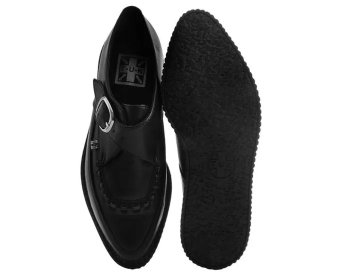TUK Shoes Dress Shoes Men Black Vegan TUKskin Pointed Toe Monk Buckle Creepers
