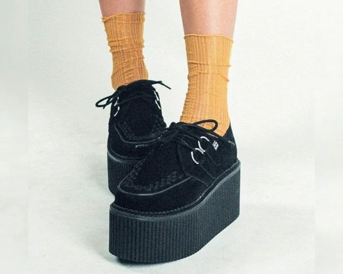 TUK Shoes Platforms Women Black Suede Classic Stratocreeper TUK Shoes Platforms Women Black Suede Classic Stratocreeper