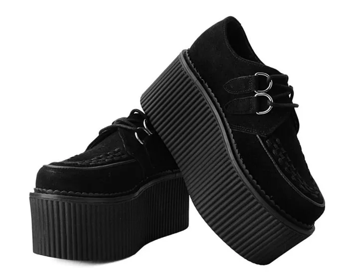TUK Shoes Platforms Women Black Suede Classic Stratocreeper TUK Shoes Platforms Women Black Suede Classic Stratocreeper