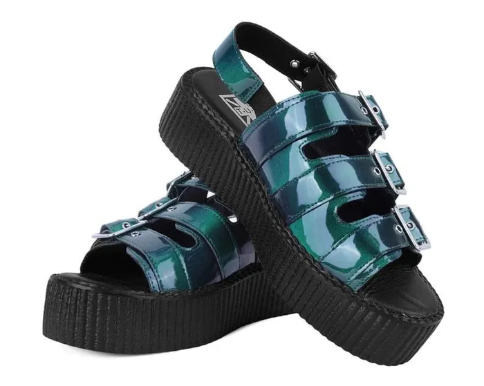 TUK Shoes Platforms Women Emerald Metallic 3Buckle Mondo Sandal TUK Shoes Platforms Women Emerald Metallic 3Buckle Mondo Sandal