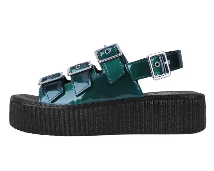 TUK Shoes Platforms Women Emerald Metallic 3Buckle Mondo Sandal TUK Shoes Platforms Women Emerald Metallic 3Buckle Mondo Sandal