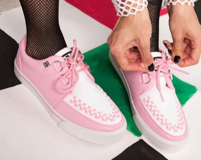 TUK Shoes Sneakers Men Pink and White 2Ring Creeper Sneaker TUK Shoes Sneakers Men Pink and White 2Ring Creeper Sneaker
