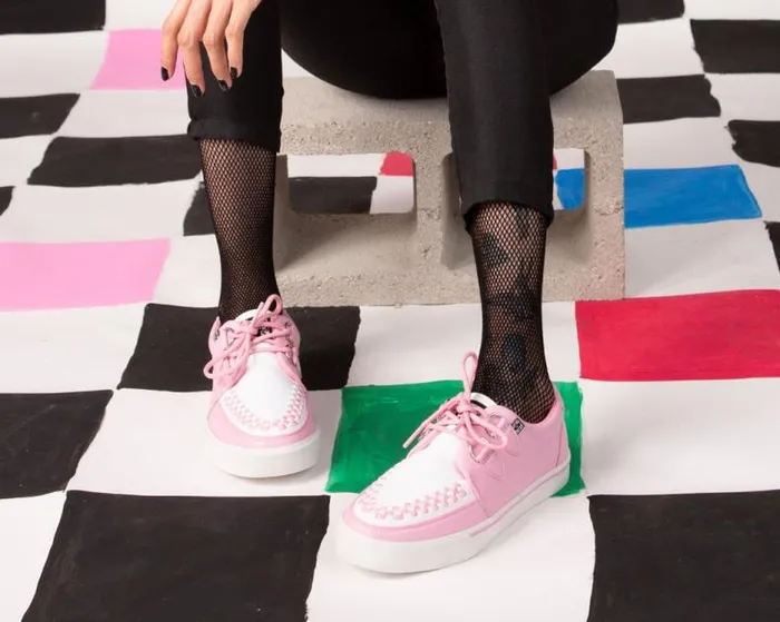 TUK Shoes Sneakers Men Pink and White 2Ring Creeper Sneaker TUK Shoes Sneakers Men Pink and White 2Ring Creeper Sneaker