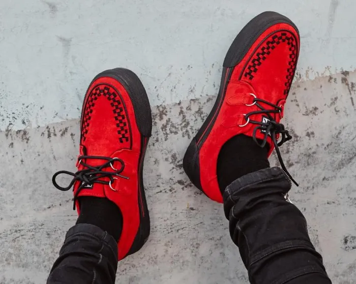 TUK Shoes Sneakers Men Red Faux Suede Platform Creeper Sneaker TUK Shoes Sneakers Men Red Faux Suede Platform Creeper Sneaker