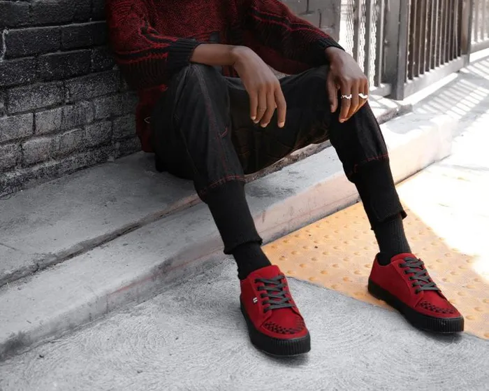 TUK Shoes Sneakers Men Red Suede LaceUp Creeper Sneaker TUK Shoes Sneakers Men Red Suede LaceUp Creeper Sneaker