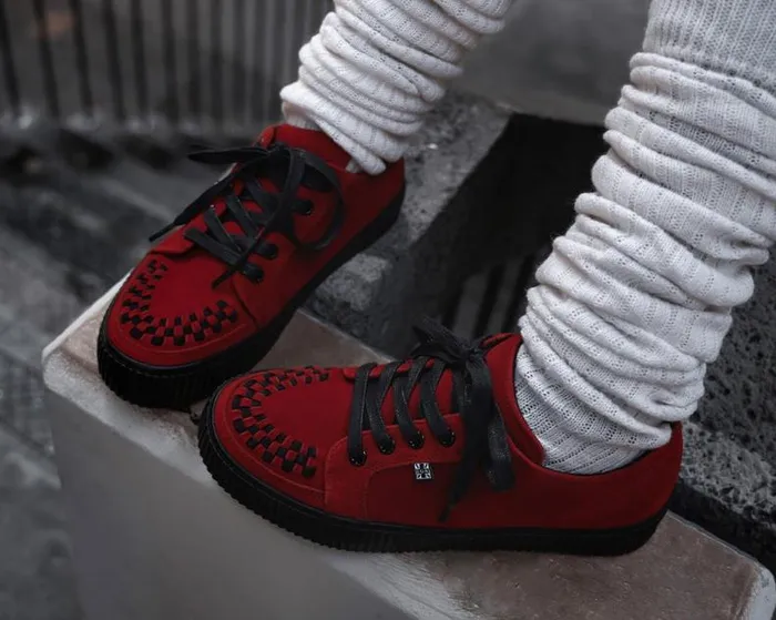 TUK Shoes Sneakers Men Red Suede LaceUp Creeper Sneaker TUK Shoes Sneakers Men Red Suede LaceUp Creeper Sneaker