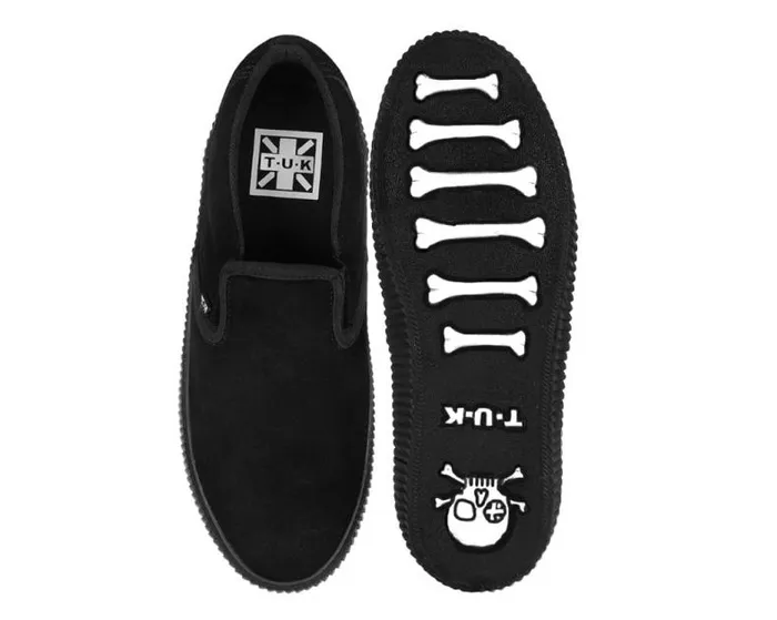 TUK Shoes Sneakers Women Black Suede SlipOn Creeper Sneaker TUK Shoes Sneakers Women Black Suede SlipOn Creeper Sneaker
