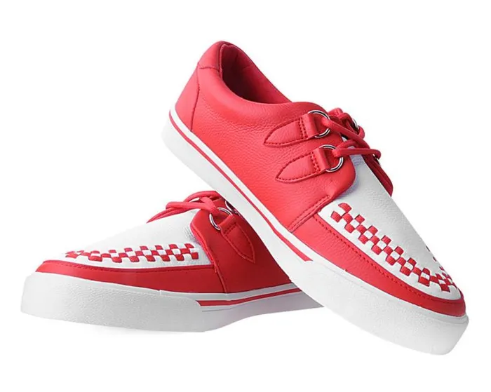 TUK Shoes Sneakers Women Red and White 2Ring Creeper Sneaker TUK Shoes Sneakers Women Red and White 2Ring Creeper Sneaker