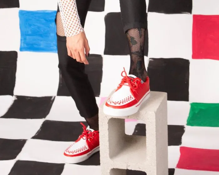TUK Shoes Sneakers Women Red and White 2Ring Creeper Sneaker TUK Shoes Sneakers Women Red and White 2Ring Creeper Sneaker