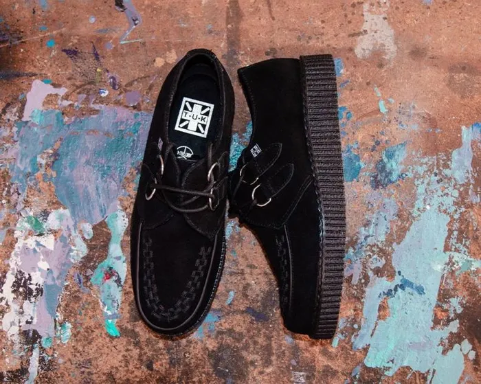 TUK Shoes Vegan Men Black Faux Suede Viva Low Creeper TUK Shoes Vegan Men Black Faux Suede Viva Low Creeper