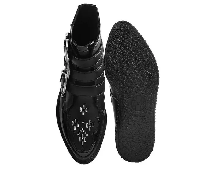 TUK Shoes Vegan Men Black TUKskin Western Vegan 3Buckle Pointed Creeper Boots TUK Shoes Vegan Men Black TUKskin Western Vegan 3Buckle Pointed Creeper Boots