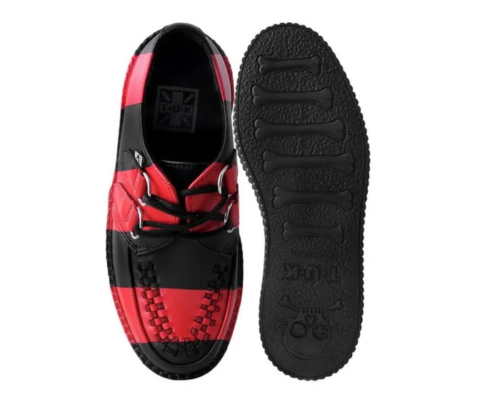 TUK Shoes Vegan Women Black and Red Striped Viva Mondo Creeper TUK Shoes Vegan Women Black and Red Striped Viva Mondo Creeper