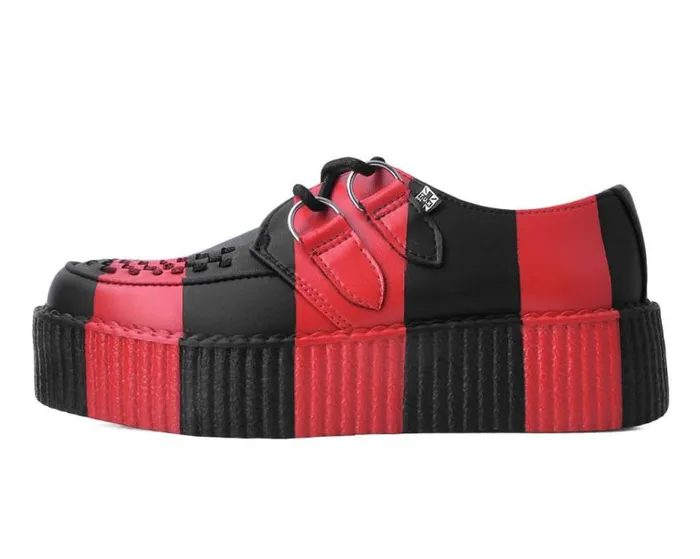 TUK Shoes Vegan Women Black and Red Striped Viva Mondo Creeper TUK Shoes Vegan Women Black and Red Striped Viva Mondo Creeper