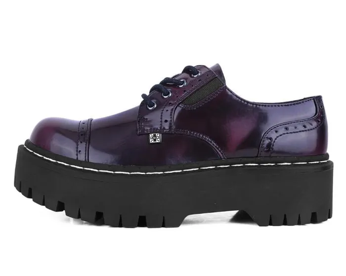 TUK Shoes Vegan Women Burgundy RubOff Double Decker Brogue TUK Shoes Vegan Women Burgundy RubOff Double Decker Brogue