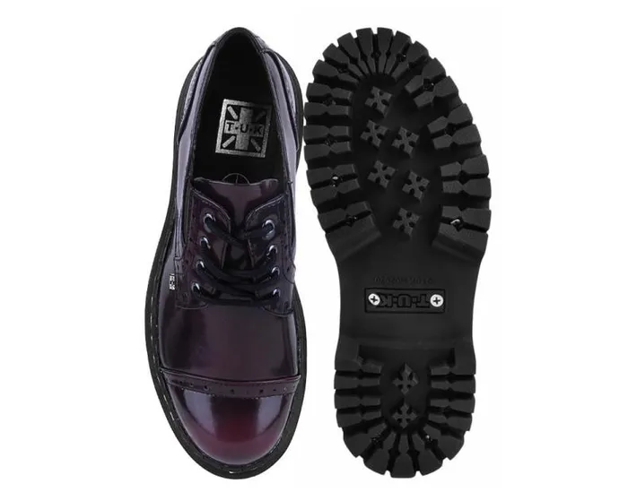 TUK Shoes Vegan Women Burgundy RubOff Double Decker Brogue TUK Shoes Vegan Women Burgundy RubOff Double Decker Brogue