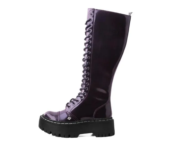 TUK Shoes Vegan Women Burgundy RubOff KneeHigh Double Decker Boot TUK Shoes Vegan Women Burgundy RubOff KneeHigh Double Decker Boot