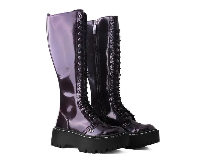 TUK Shoes Vegan Women Burgundy RubOff KneeHigh Double Decker Boot TUK Shoes Vegan Women Burgundy RubOff KneeHigh Double Decker Boot
