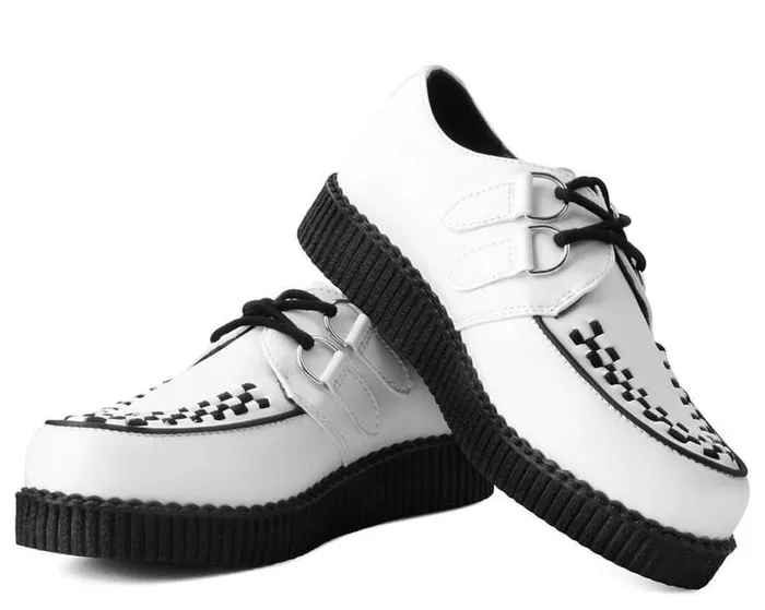 TUK Shoes Vegan Women White Faux Leather Vegan Viva Low Sole Creepers TUK Shoes Vegan Women White Faux Leather Vegan Viva Low Sole Creepers