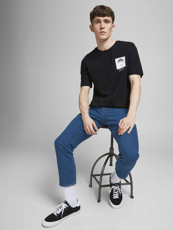 Tapered Jeans JACK and JONES Mens FRANK LEEN AM 236 TAPERED FIT JEANS Blue Blue Denim