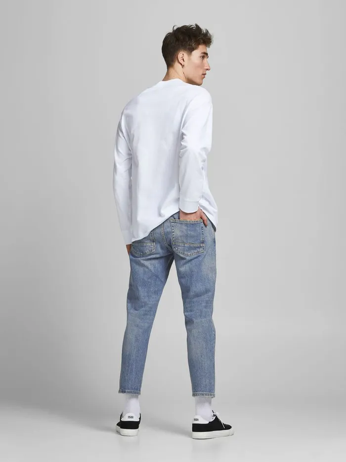 Tapered Jeans JACK and JONES Mens FRANK LEEN AM 435 PCW TAPERED FIT JEANS Blue Blue Denim