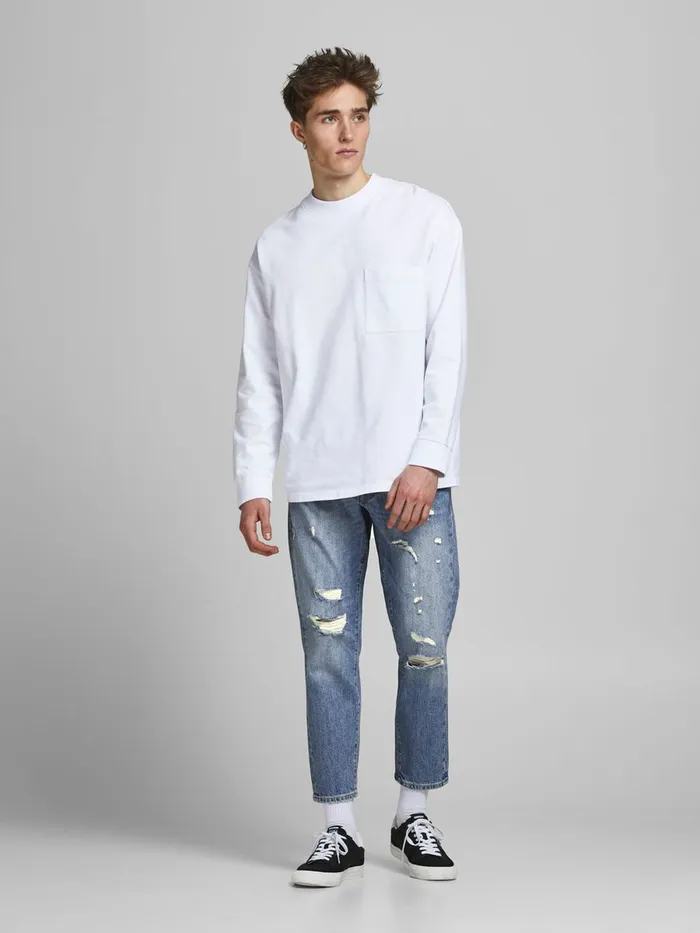 Tapered Jeans JACK and JONES Mens FRANK LEEN AM 435 PCW TAPERED FIT JEANS Blue Blue Denim