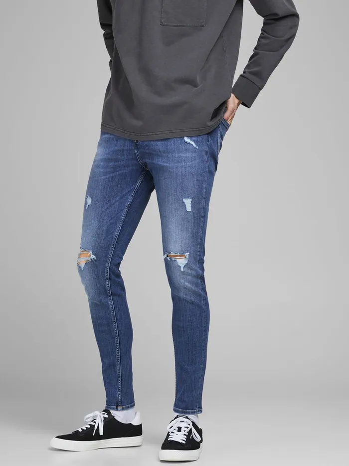 Tapered Jeans JACK and JONES Mens PETE ORIGINAL CJ 296 SKINNY TAPERED FIT JEANS Blue Blue Denim Tapered Jeans JACK and JONES Mens PETE ORIGINAL CJ 296 SKINNY TAPERED FIT JEANS Blue Blue Denim
