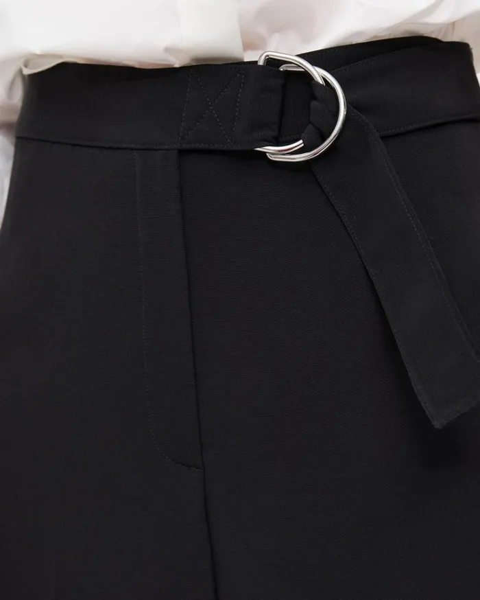 Theory Belted Culotte In Viscose Black Women Pants Theory Belted Culotte In Viscose Black Women Pants