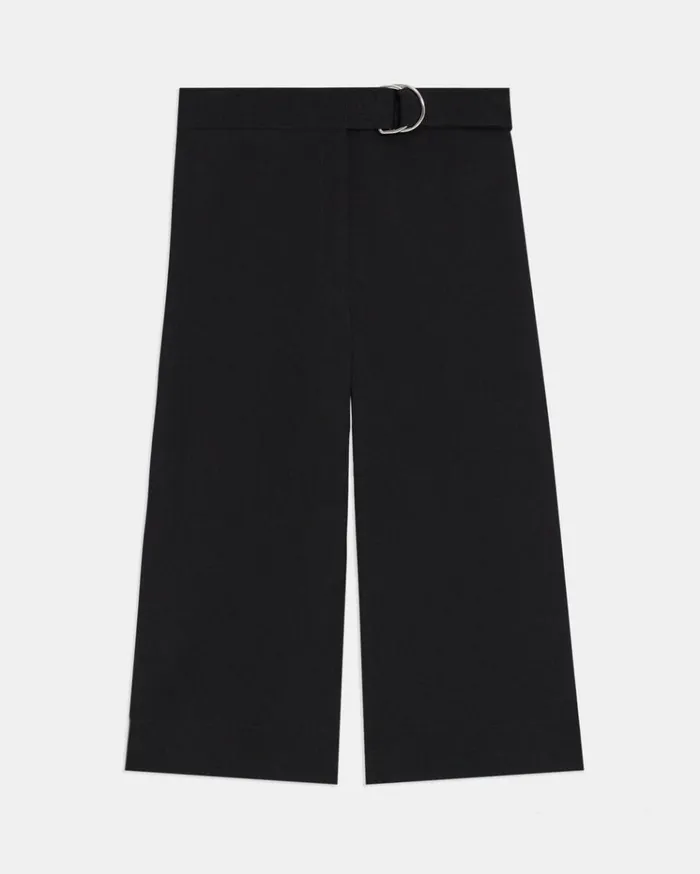 Theory Belted Culotte In Viscose Black Women Pants Theory Belted Culotte In Viscose Black Women Pants