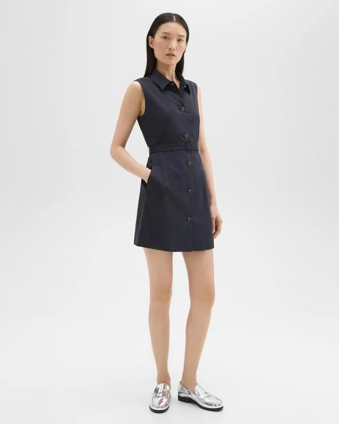 Theory Belted Military Dress In Stretch Linen Concord Women Dresses Theory Belted Military Dress In Stretch Linen Concord Women Dresses