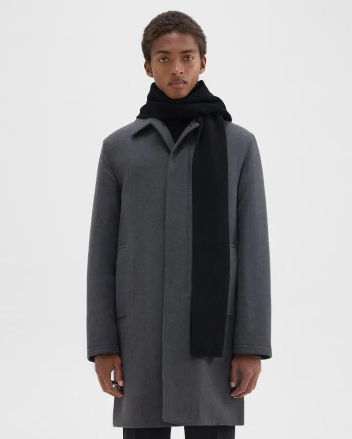 Theory Camden Scarf In Ribbed Cashmere Black Men Hats Scarves