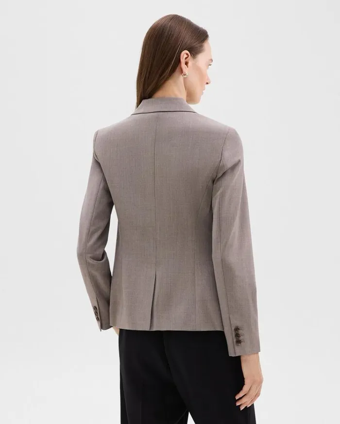 Theory Carissa Blazer In Good Wool Cinder Melange Women Blazers Jackets