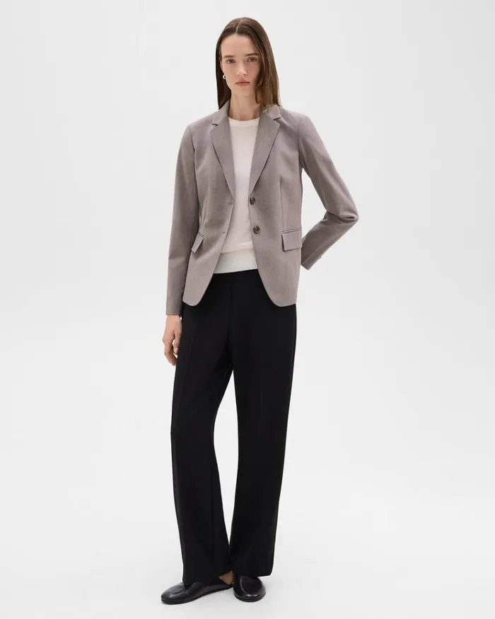 Theory Carissa Blazer In Good Wool Cinder Melange Women Blazers Jackets