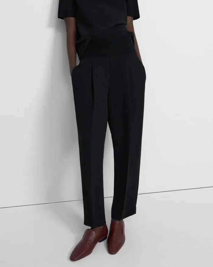 Theory Carrot Pant In Crepe Black Women Pants Theory Carrot Pant In Crepe Black Women Pants