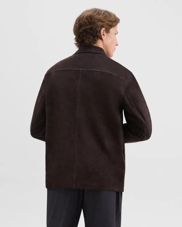 Theory Closson Military Jacket In Suede Hickory Men Outerwear Theory Closson Military Jacket In Suede Hickory Men Outerwear