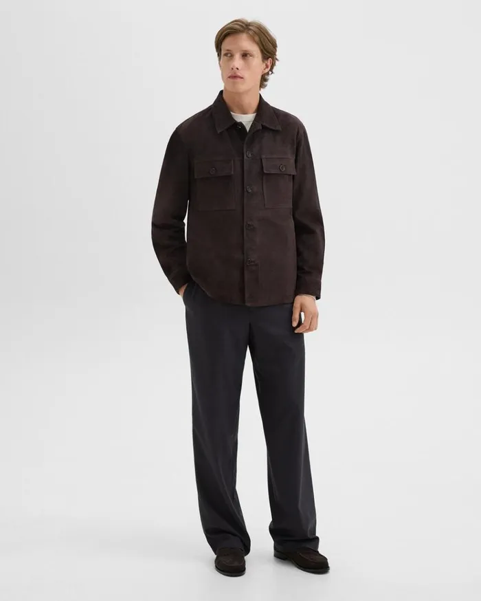 Theory Closson Military Jacket In Suede Hickory Men Outerwear Theory Closson Military Jacket In Suede Hickory Men Outerwear