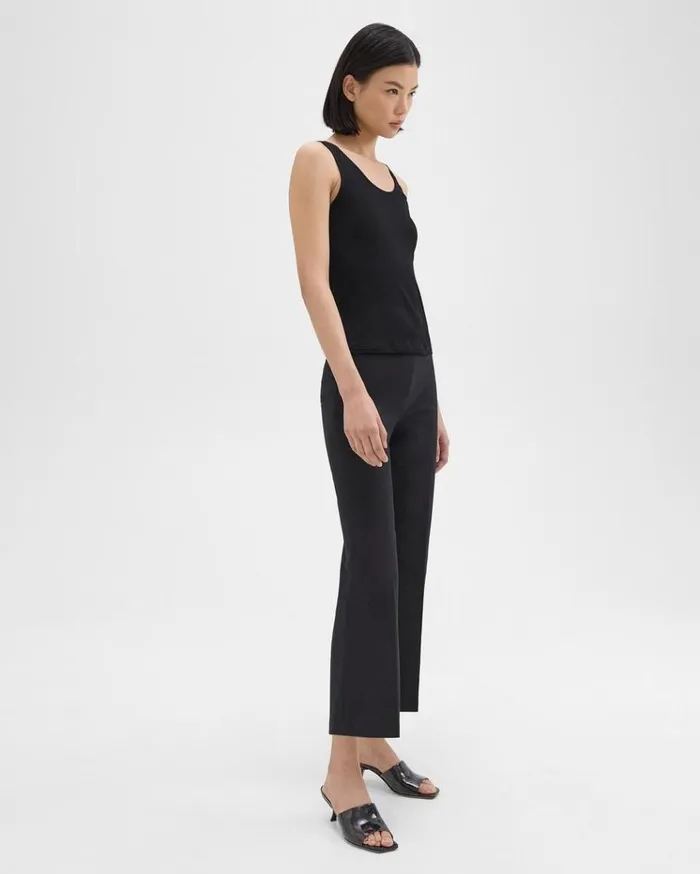 Theory Cropped Kick Pant In Stretch CottonBlend Black Women Pants Theory Cropped Kick Pant In Stretch CottonBlend Black Women Pants