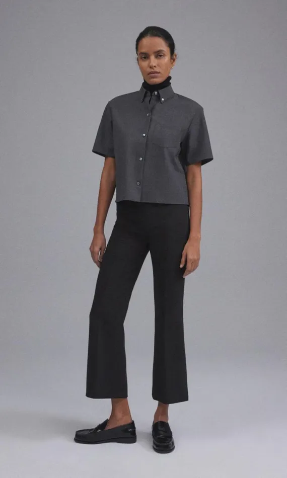 Theory Cropped Kick Pant In Stretch CottonBlend Black Women Pants Theory Cropped Kick Pant In Stretch CottonBlend Black Women Pants