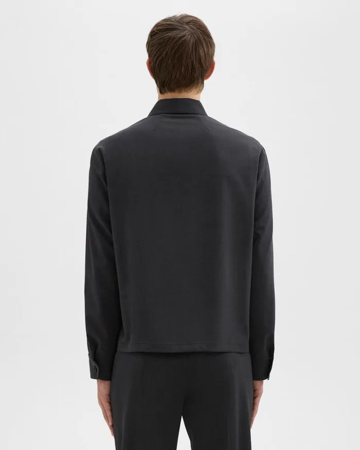 Theory Hazelton Zip Jacket In Stretch Wool Dark Charcoal Men Outerwear Theory Hazelton Zip Jacket In Stretch Wool Dark Charcoal Men Outerwear