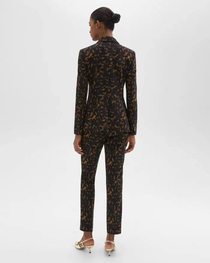 Theory HighWaist Slim Crop Pant In Tortoiseshell Printed Crepe Dark Brown Multi Women Pants Theory HighWaist Slim Crop Pant In Tortoiseshell Printed Crepe Dark Brown Multi Women Pants