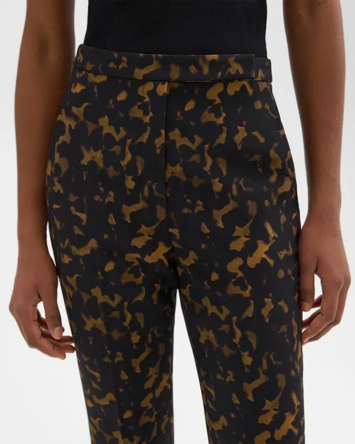 Theory HighWaist Slim Crop Pant In Tortoiseshell Printed Crepe Dark Brown Multi Women Pants Theory HighWaist Slim Crop Pant In Tortoiseshell Printed Crepe Dark Brown Multi Women Pants