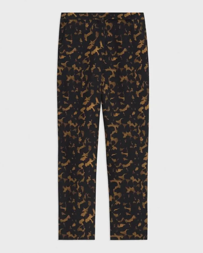 Theory HighWaist Slim Crop Pant In Tortoiseshell Printed Crepe Dark Brown Multi Women Pants Theory HighWaist Slim Crop Pant In Tortoiseshell Printed Crepe Dark Brown Multi Women Pants