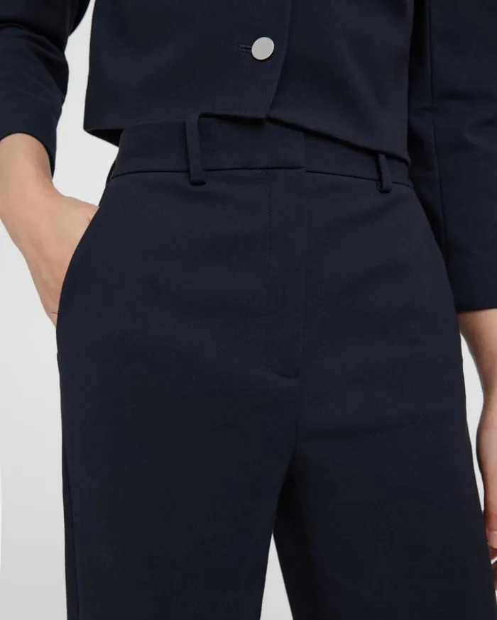 Theory HighWaist StraightLeg Pant In Neoteric Twill Dark Navy Women Pants Theory HighWaist StraightLeg Pant In Neoteric Twill Dark Navy Women Pants