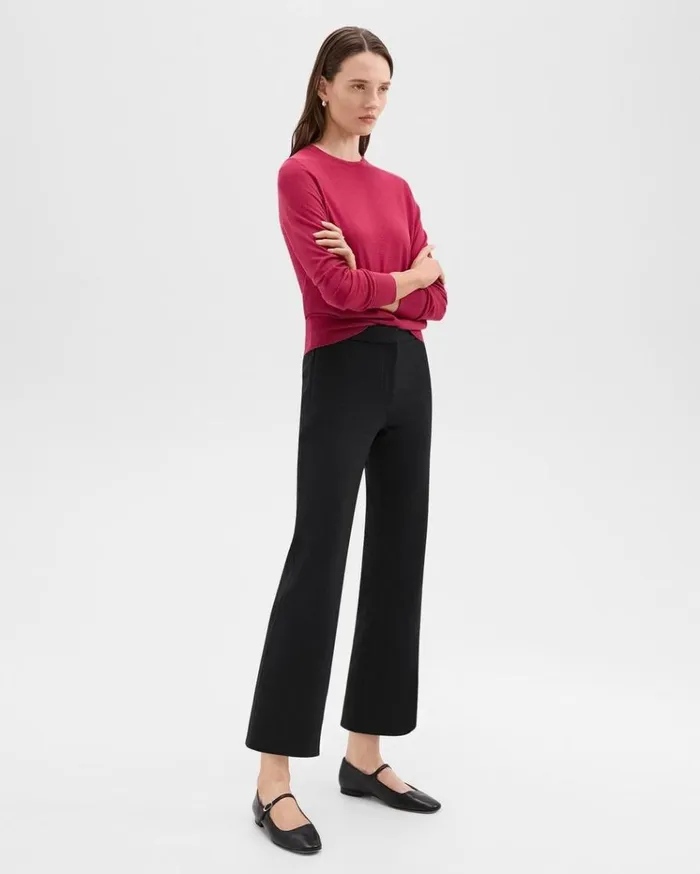 Theory Kick Pant In Scuba Black Women Pants Theory Kick Pant In Scuba Black Women Pants