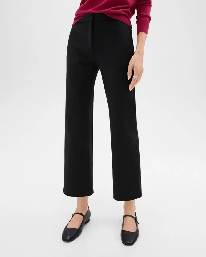 Theory Kick Pant In Scuba Black Women Pants Theory Kick Pant In Scuba Black Women Pants