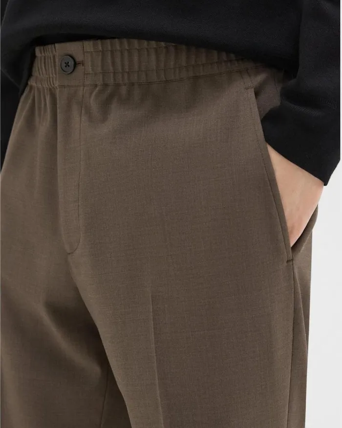 Theory Larin Drawstring Pant In Stretch Wool Fossil Melange Men Pants Theory Larin Drawstring Pant In Stretch Wool Fossil Melange Men Pants