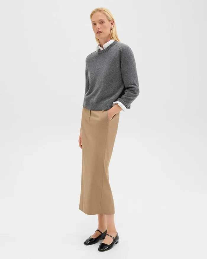 Theory Maxi Trouser Skirt In Stretch Flannel New Camel Women Skirts Theory Maxi Trouser Skirt In Stretch Flannel New Camel Women Skirts
