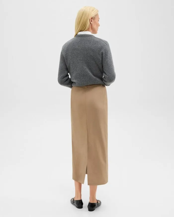 Theory Maxi Trouser Skirt In Stretch Flannel New Camel Women Skirts Theory Maxi Trouser Skirt In Stretch Flannel New Camel Women Skirts