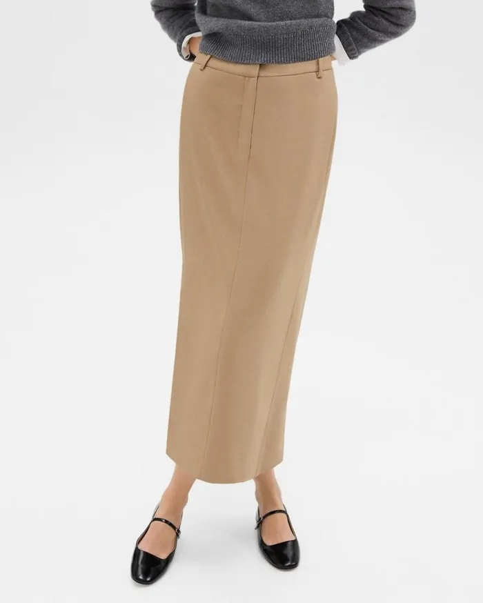 Theory Maxi Trouser Skirt In Stretch Flannel New Camel Women Skirts Theory Maxi Trouser Skirt In Stretch Flannel New Camel Women Skirts