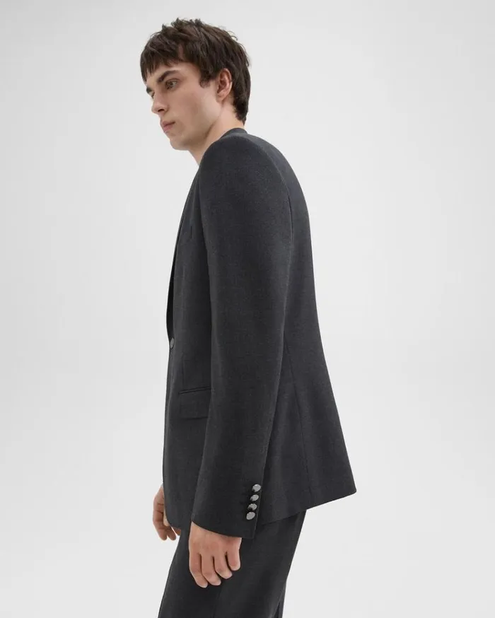 Theory Nostrand Blazer In Stretch Flannel Charcoal Melange Men Blazers Jackets Theory Nostrand Blazer In Stretch Flannel Charcoal Melange Men Blazers Jackets